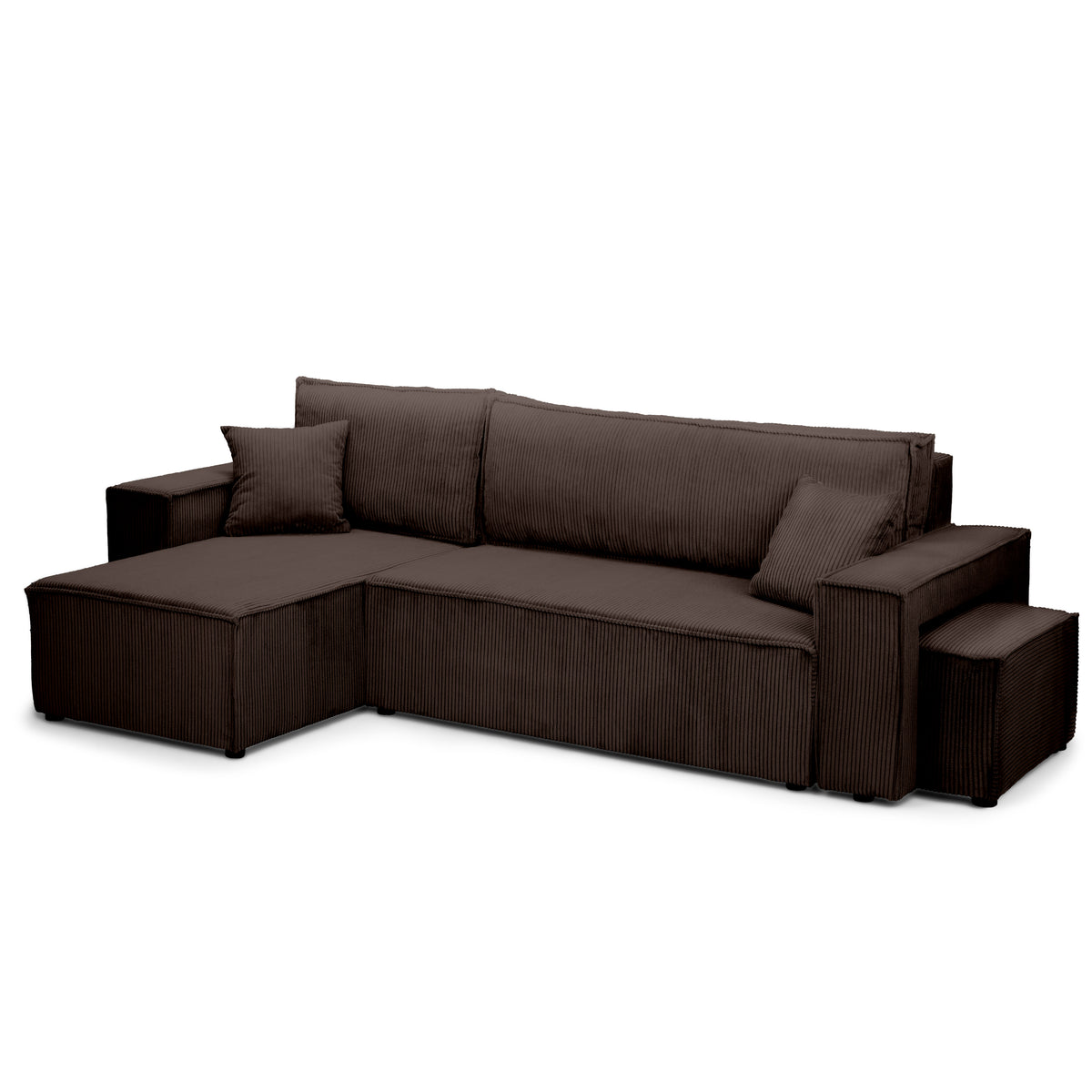 Klara Reversible Corner Sofa Bed with Pouffe, Modern Style – Dark Walnut (POSO 06), Universal