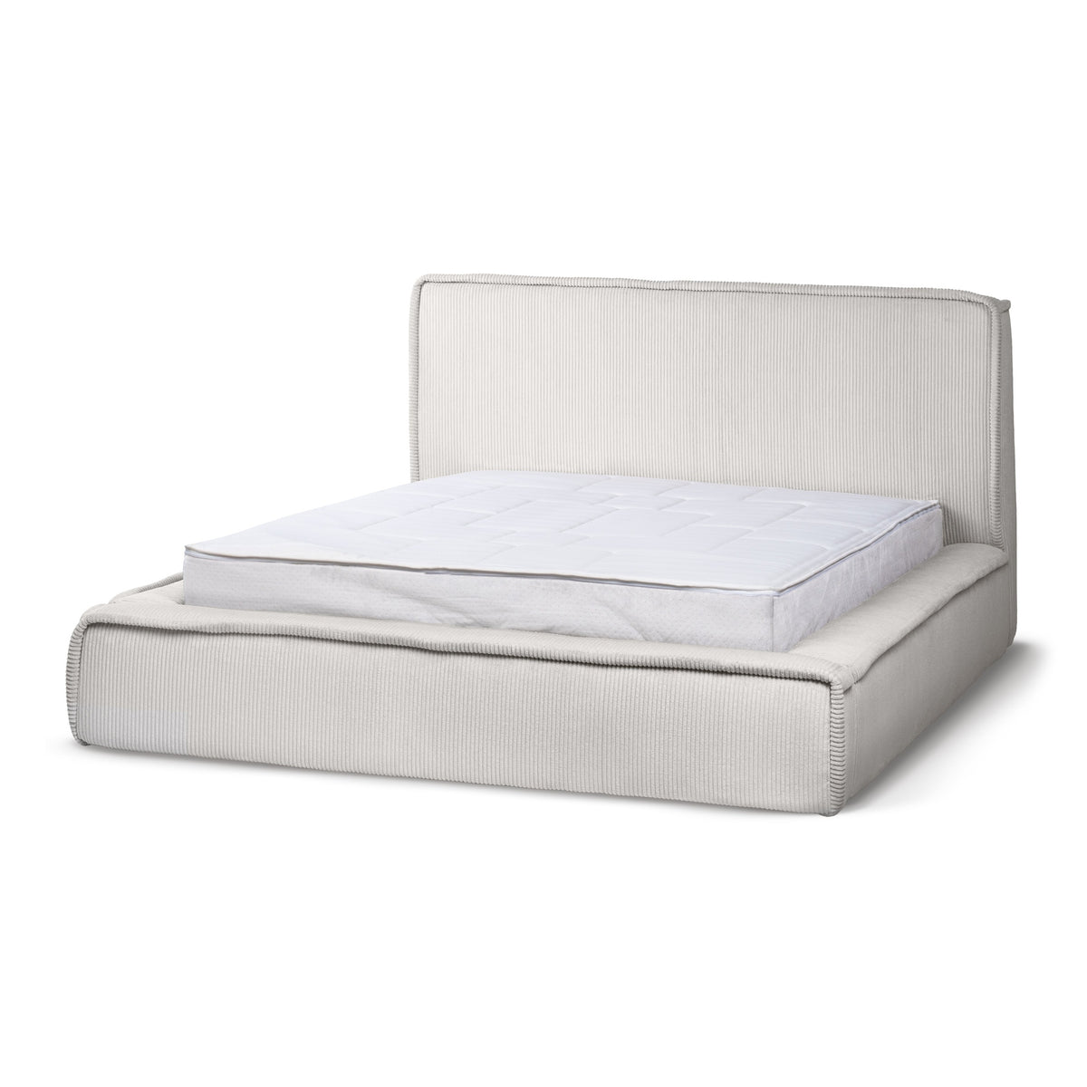 Gryby Upholstered Ottoman Bed with Storage, Classic Style – Linen Cream (POSO 100), 200