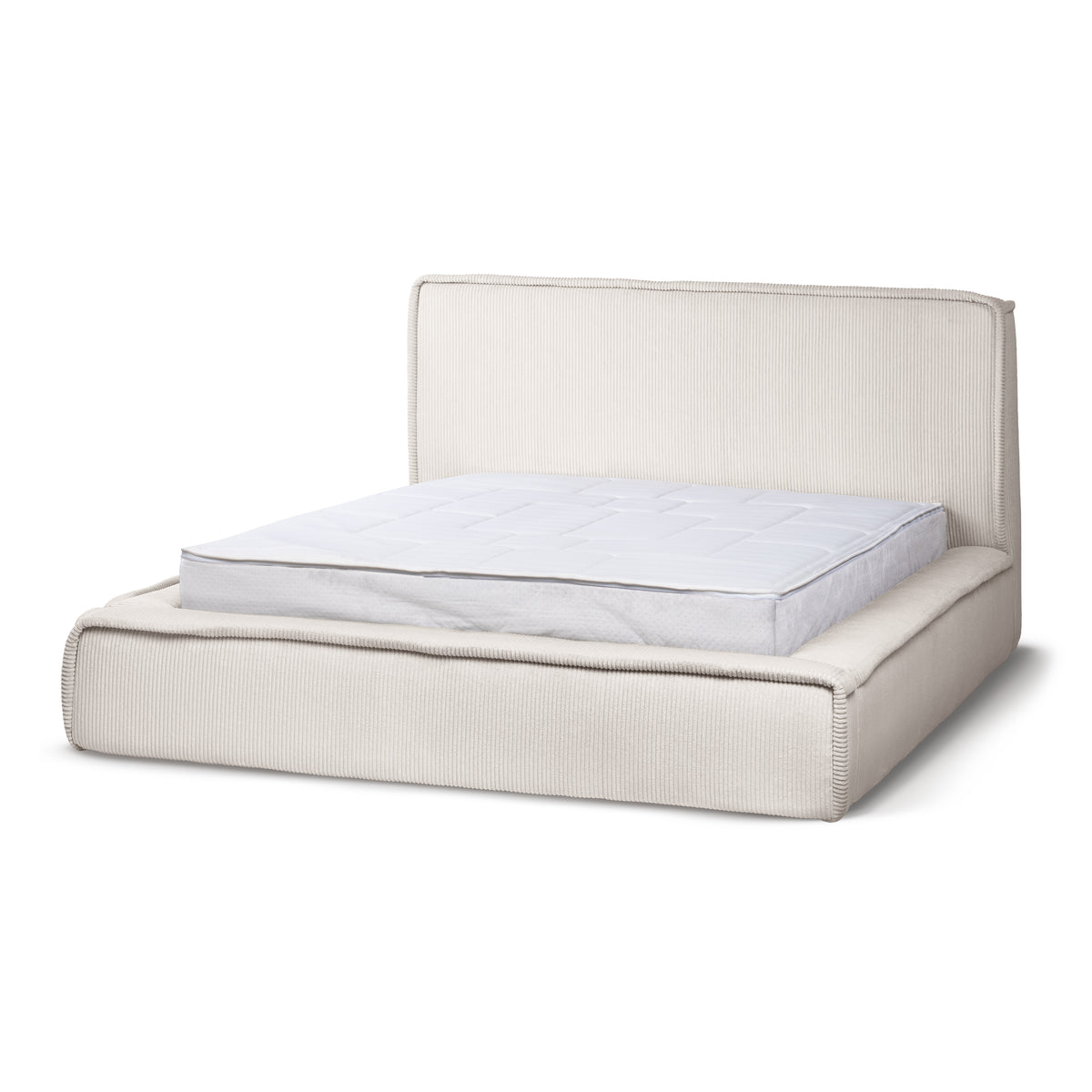 Gryby Upholstered Ottoman Bed with Storage, Classic Style – Ivory (POSO 105), 200
