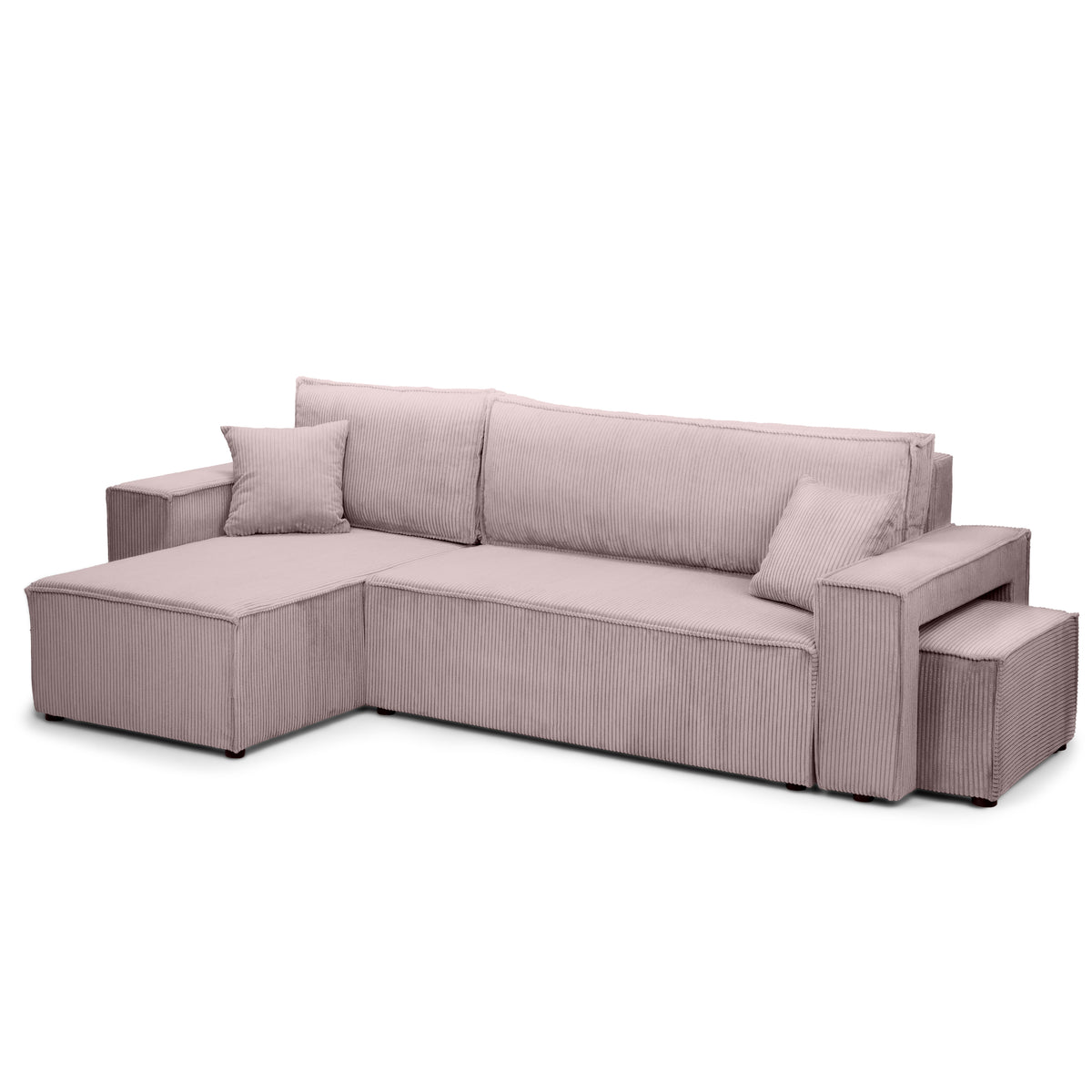 Klara Reversible Corner Sofa Bed with Pouffe – Tawny Glass corduroy (POSO 145)