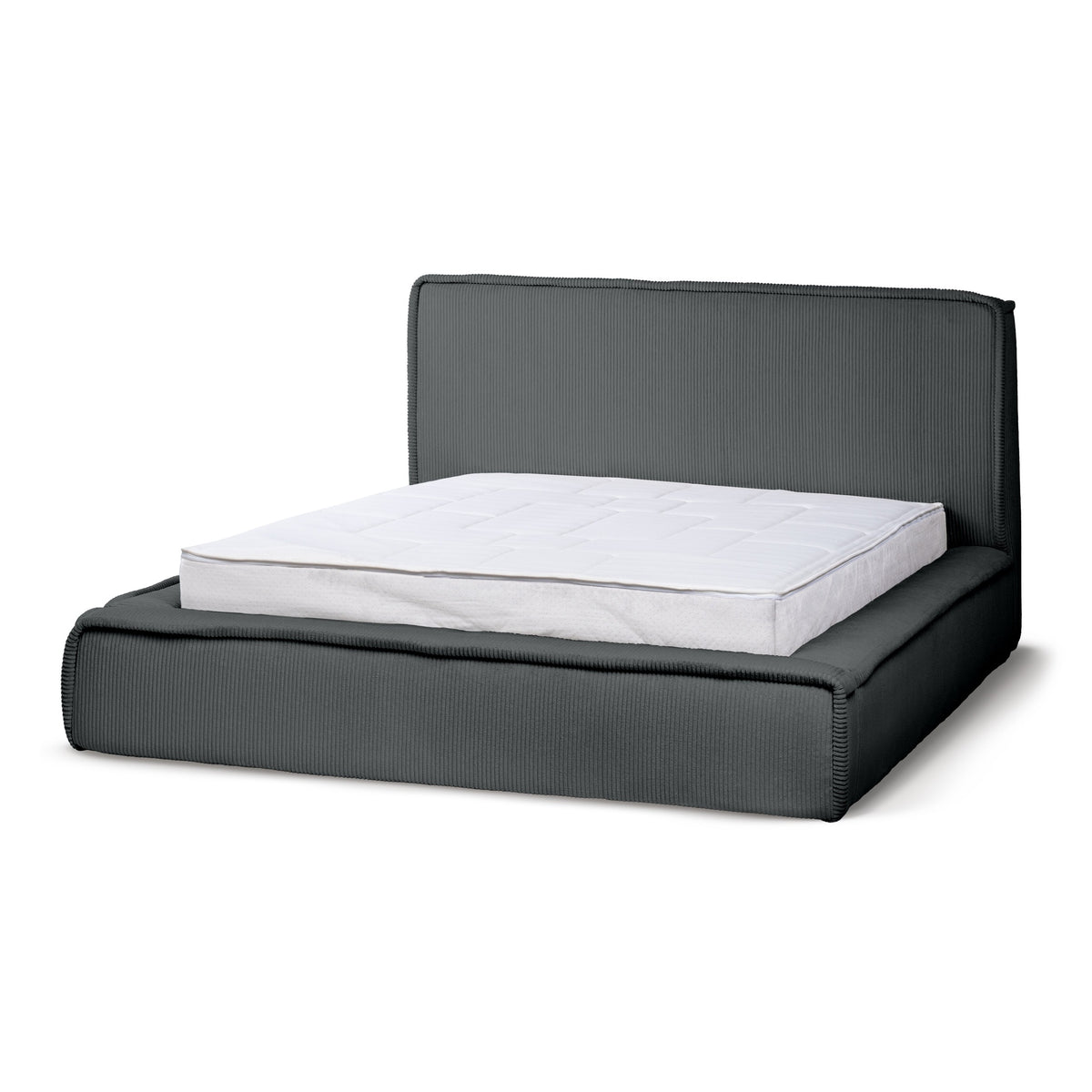 Gryby Upholstered Ottoman Bed with Storage, Classic Style – Anthracite (POSO 34), 200