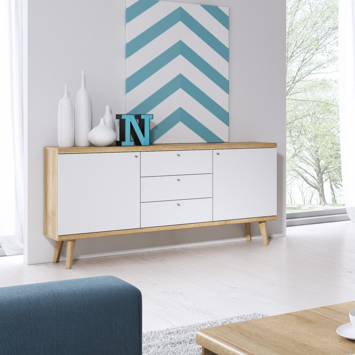 Lato Sideboard 160x83, Scandinavian Style – in a room setting