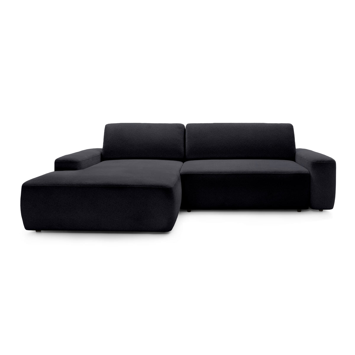 Bamby 3 Seater Corner Sofa Bed 125x210, Modern Style – Left-hand, Deep Black (RAVEN 16)