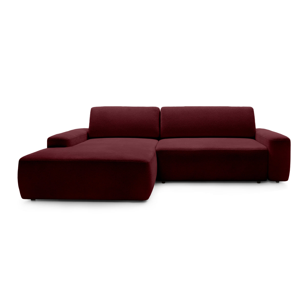 Bamby 3 Seater Corner Sofa Bed 125x210, Modern Style – Left-hand, Red Wine (RAVEN 59)