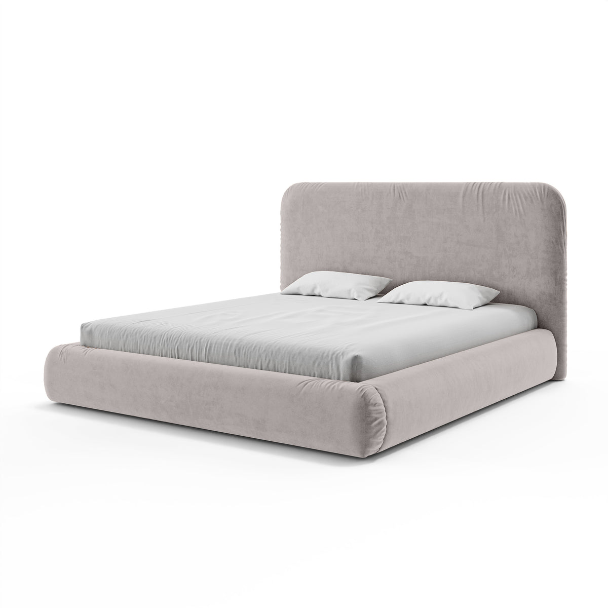 Paries Upholstered Ottoman Bed with Storage, Modern Organic Style – 200x200, Ash Beige (SALVADOR 17)