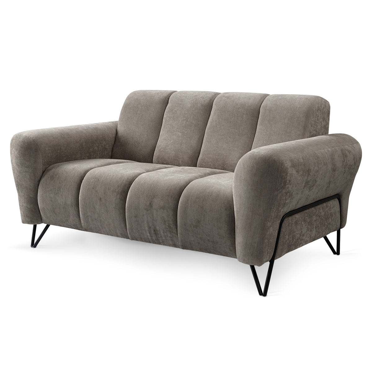 Nellia 2 Seater Sofa for Living Room, Soft Style, Storm Fabric – Grey Beige (STORM 09)