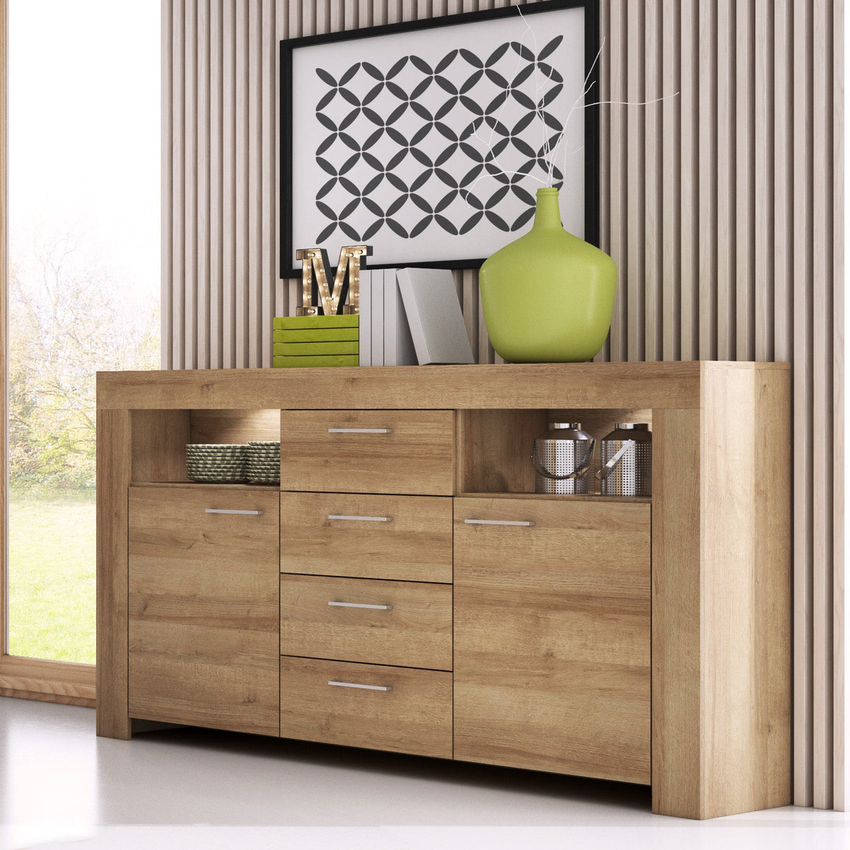 Gorky Storage Sideboard 155x96 with LED, Scandinavian Style – photo 4