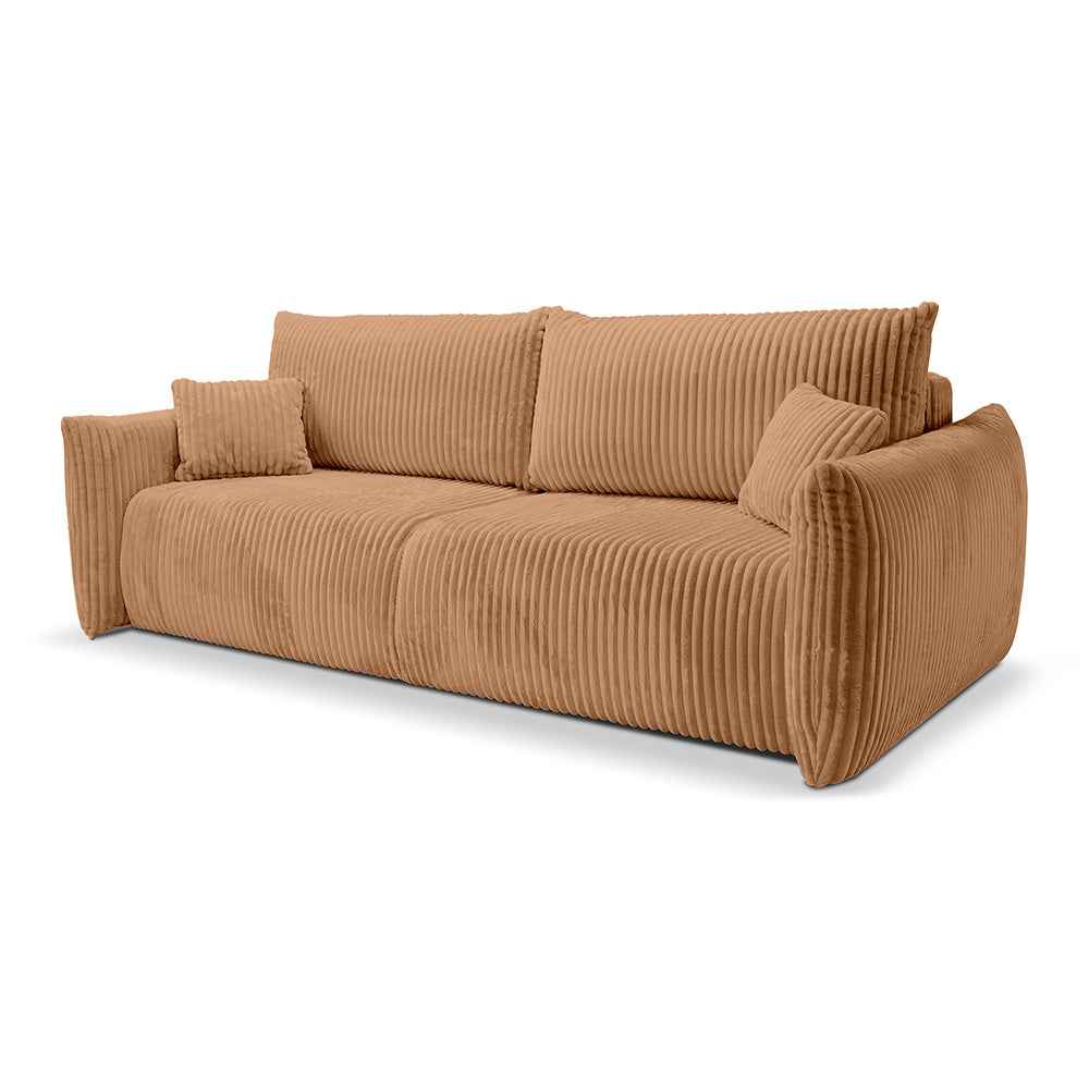 Alloro 3 Seater Sofa Bed 145x200 with Storage, Modern Style – Straw Grain (TILIA 56)