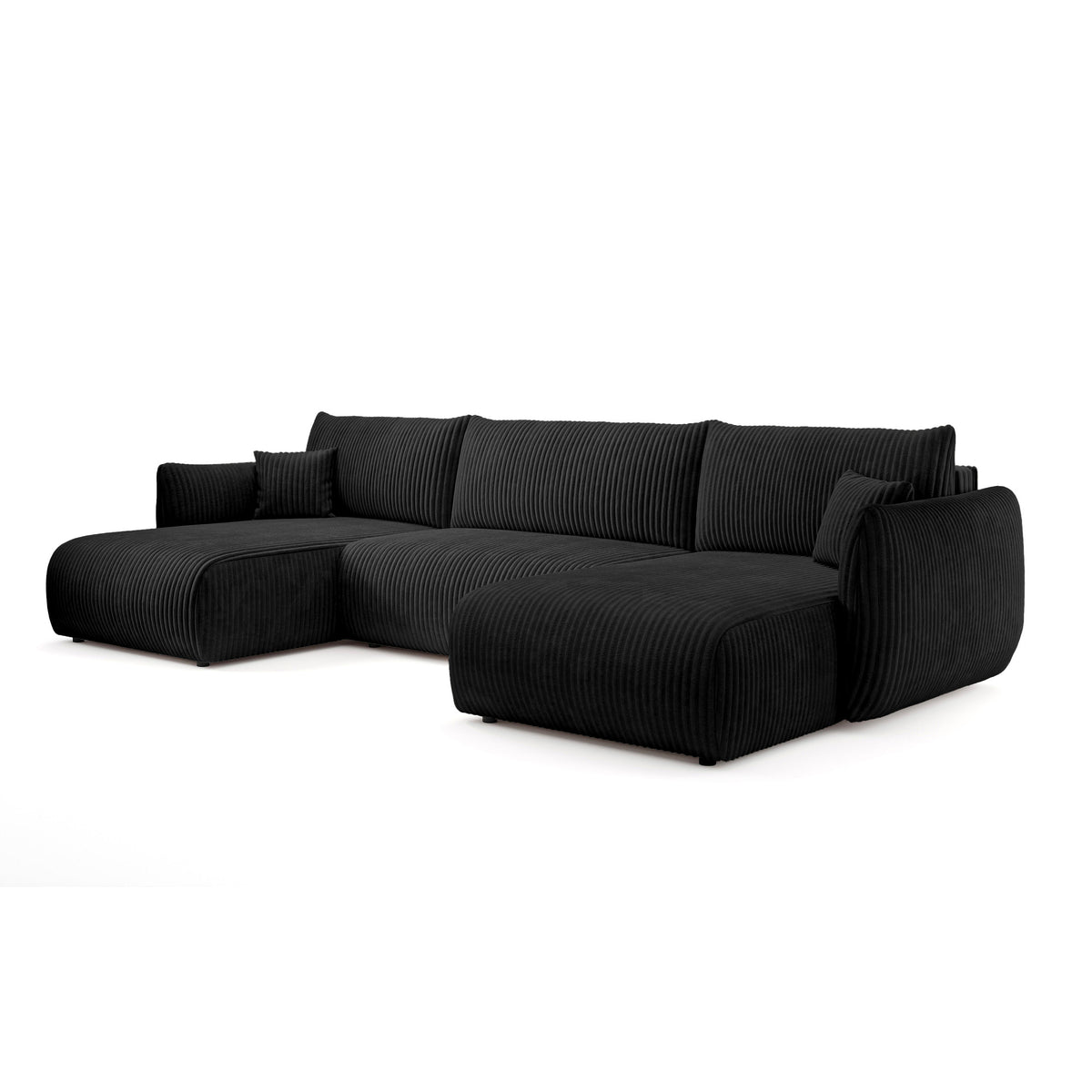 Alloro U Shaped Corner Sofa Bed with Storage, Sleeping Area 145x302 – Charcoal Velvet (TILIA 100)