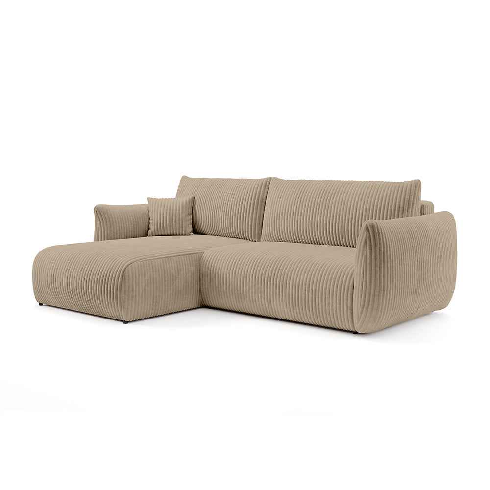 Alloro Corner Sofa Bed 257 cm, Modern Style – Left-sided, Olive Copper (TILIA 11)