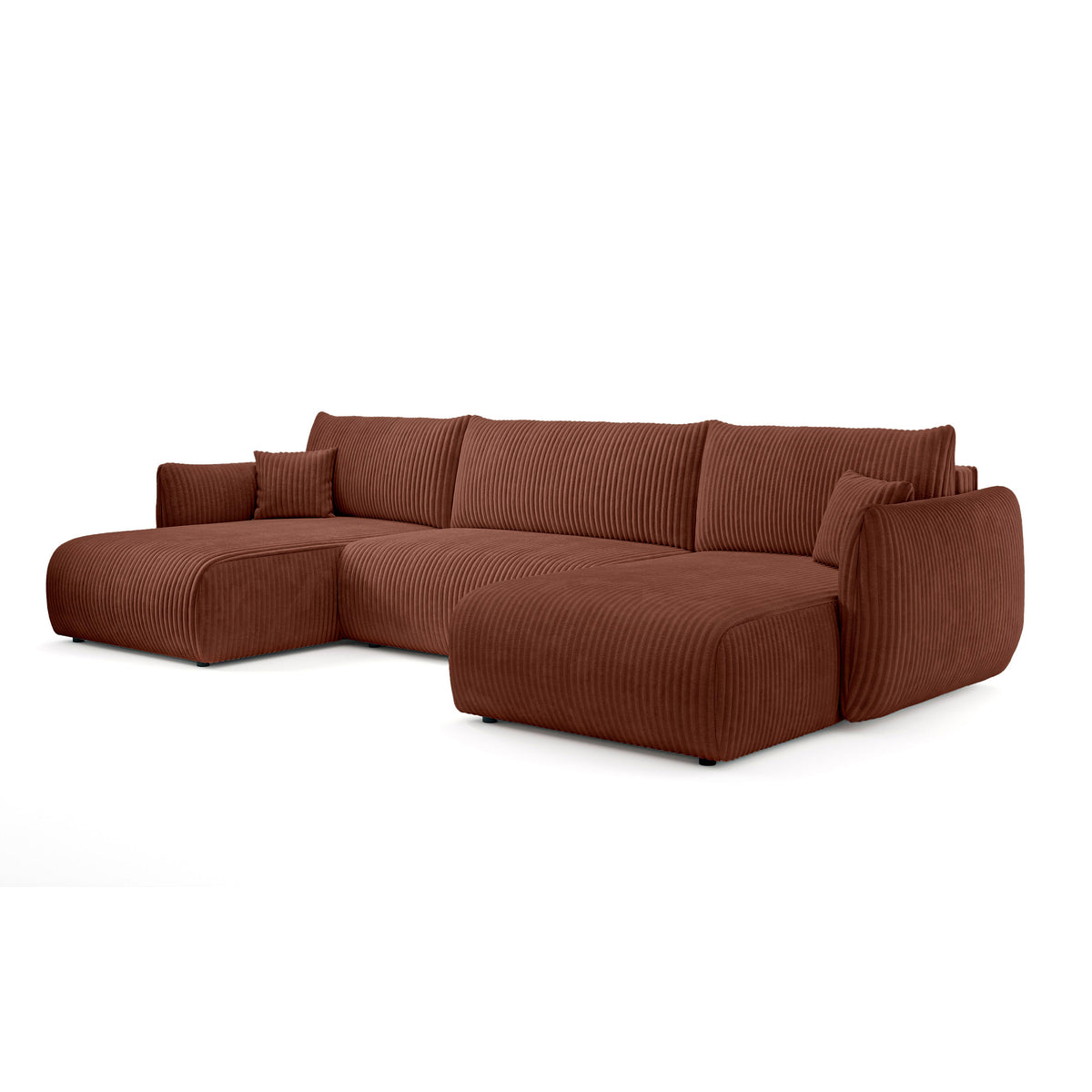 Alloro U Shaped Corner Sofa Bed with Storage, Sleeping Area 145x302 – Tuscan Brick (TILIA 52)