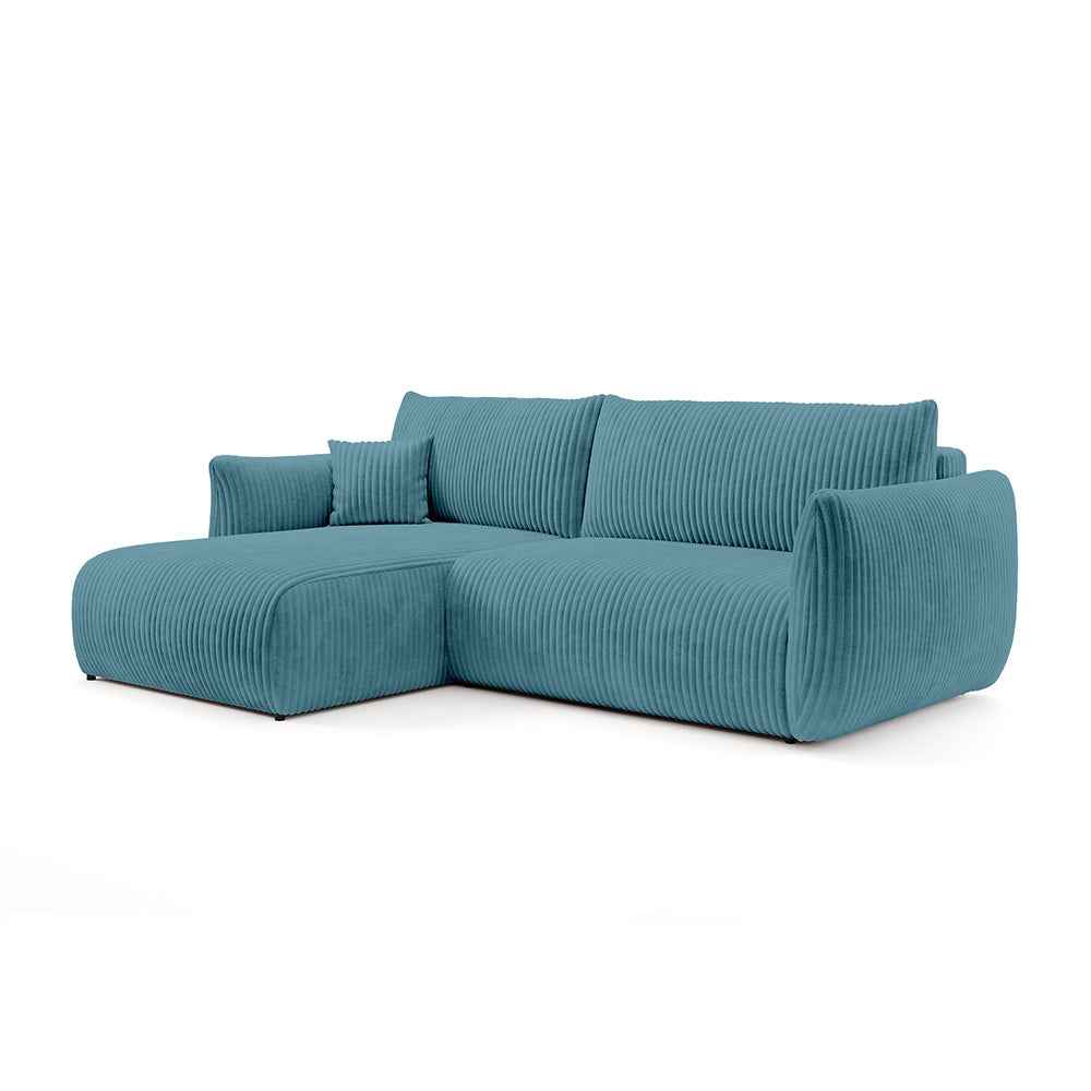 Alloro Corner Sofa Bed 257 cm, Modern Style – Left-sided, Deep Water (TILIA 75)