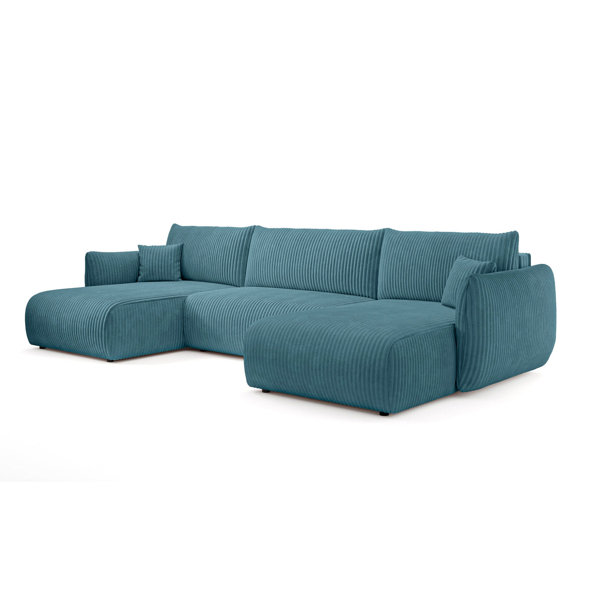 Alloro U Shaped Corner Sofa Bed with Storage, Sleeping Area 145x302 – Deep Water (TILIA 75)