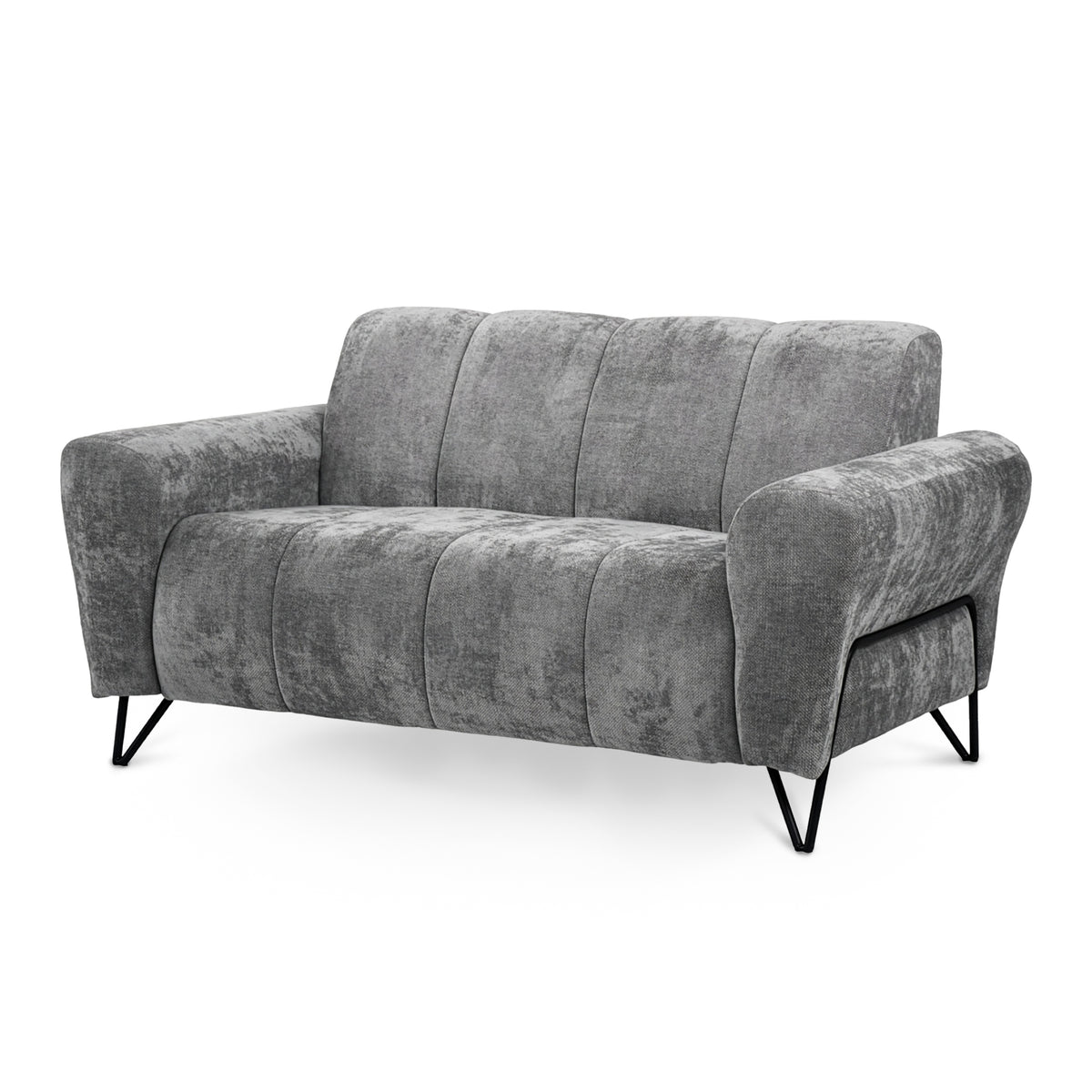 Nellia 2 Seater Sofa for Small Spaces, Vega Fabric – Silver Stone (VEGA 13)