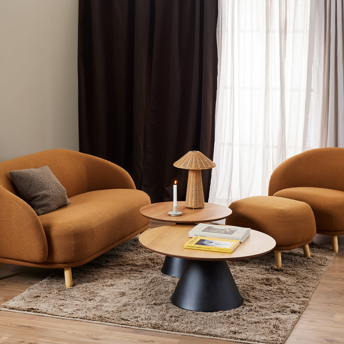Talin Round Coffee Table Ø65 cm, Soft Loft Style – in a room setting