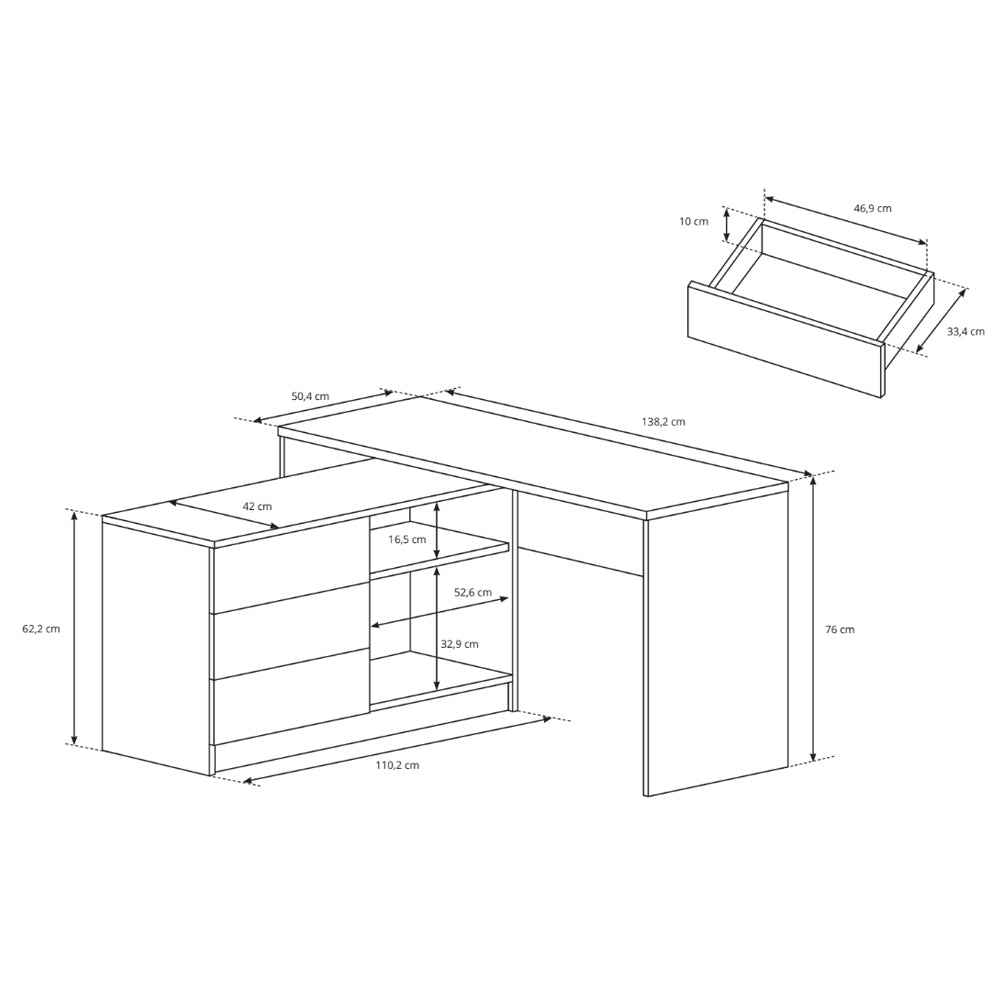 Teno Desk 138x76 cm, Minimalist Style