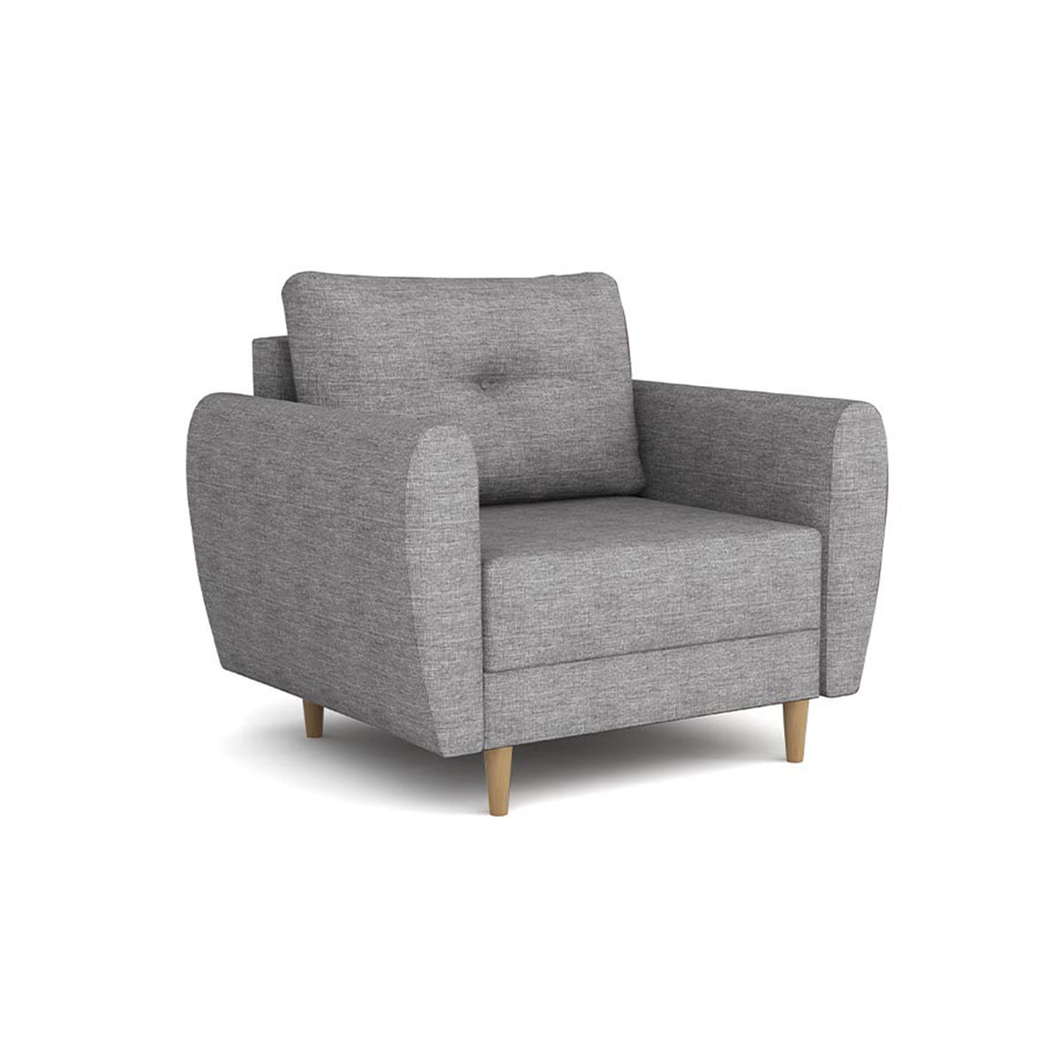 Harmi-fauteuil 90 cm, Asgrijze Kwarts (SAWANA 32) – Scandinavische gestoffeerde fauteuil met knopen op de rugleuning