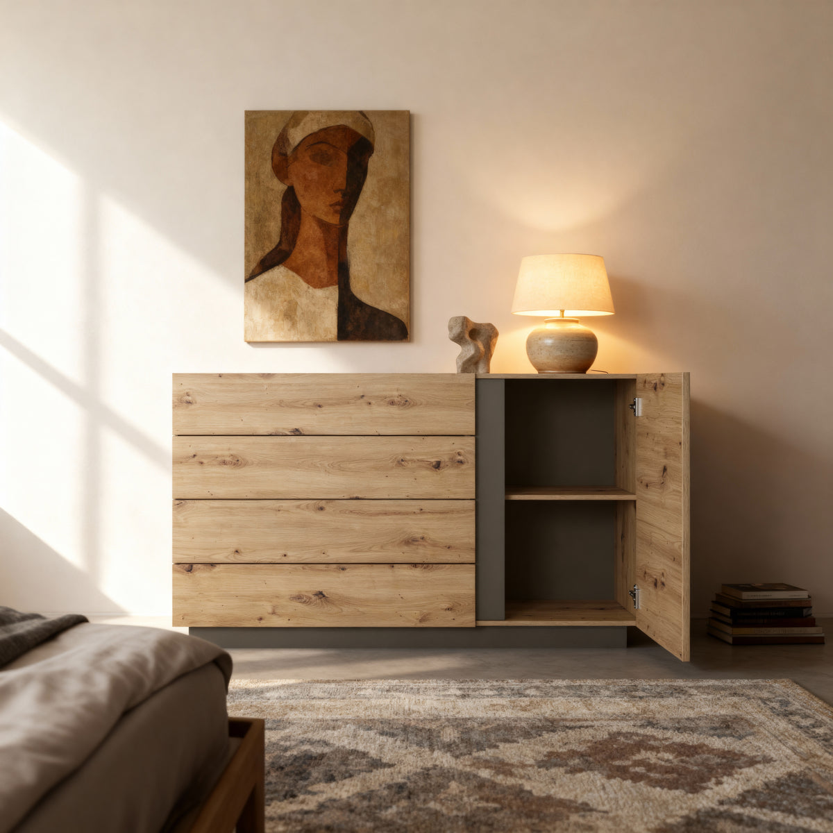 Armelia Sideboard 138x91, Minimalist Style – in a room setting