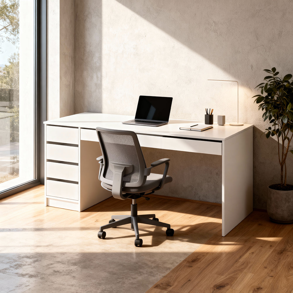 Adia Desk with Drawers 120x75 cm, Minimalist Style – in a room setting