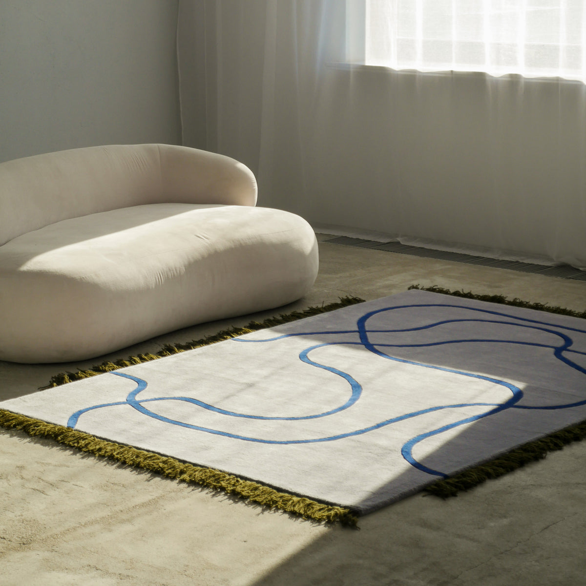 Tapis Serpello à franges et motif fluide de style bohème - photo 2