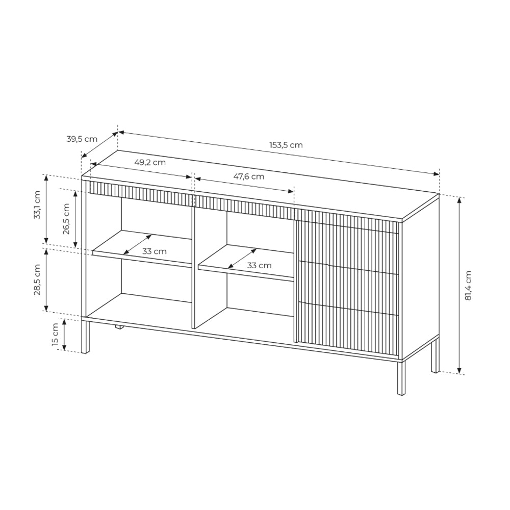 Senra Sideboard with Doors and Drawers 154x81, Japandi Style – photo 6