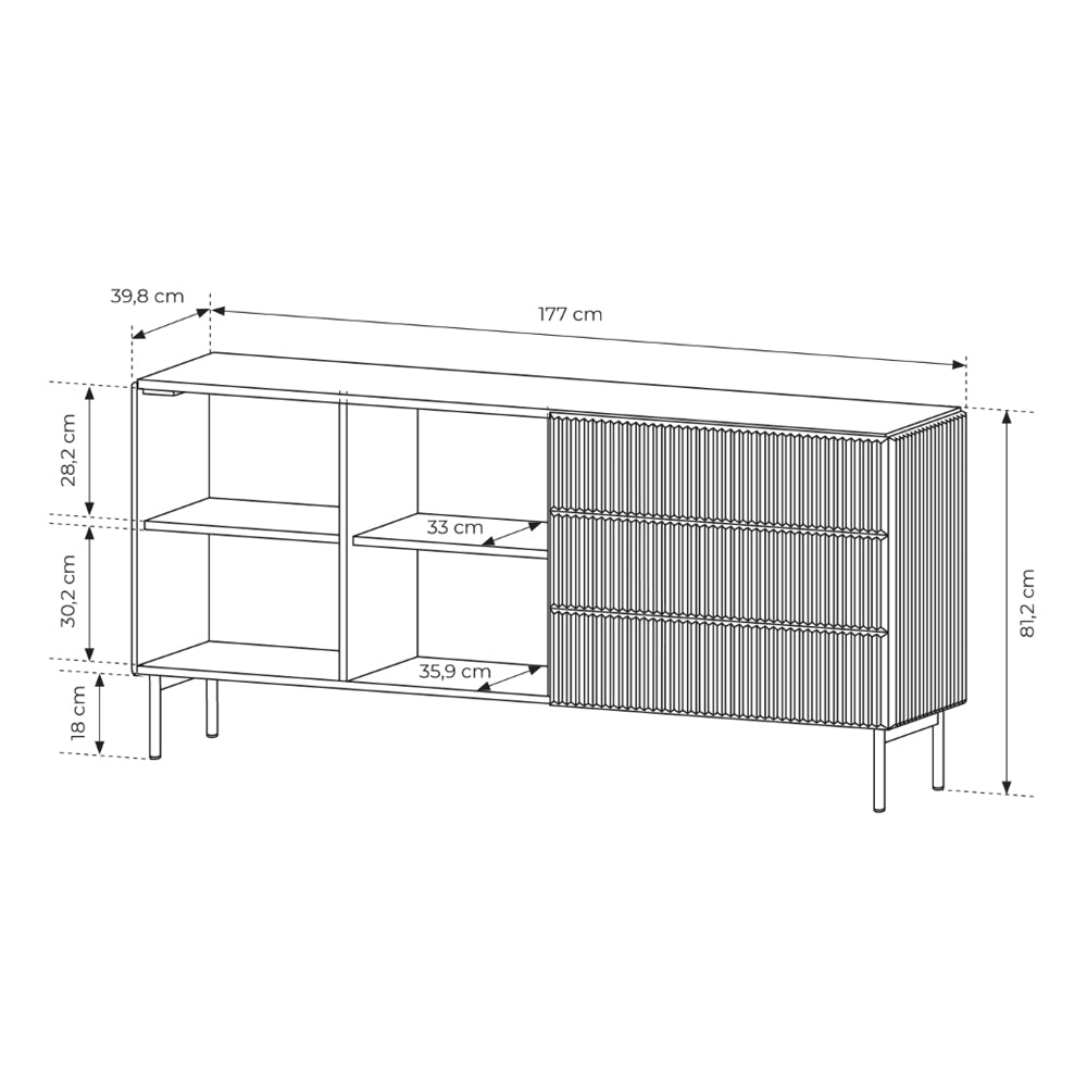 MuzZI Sideboard with Doors and Drawers 177x81, Modern Style – photo 6