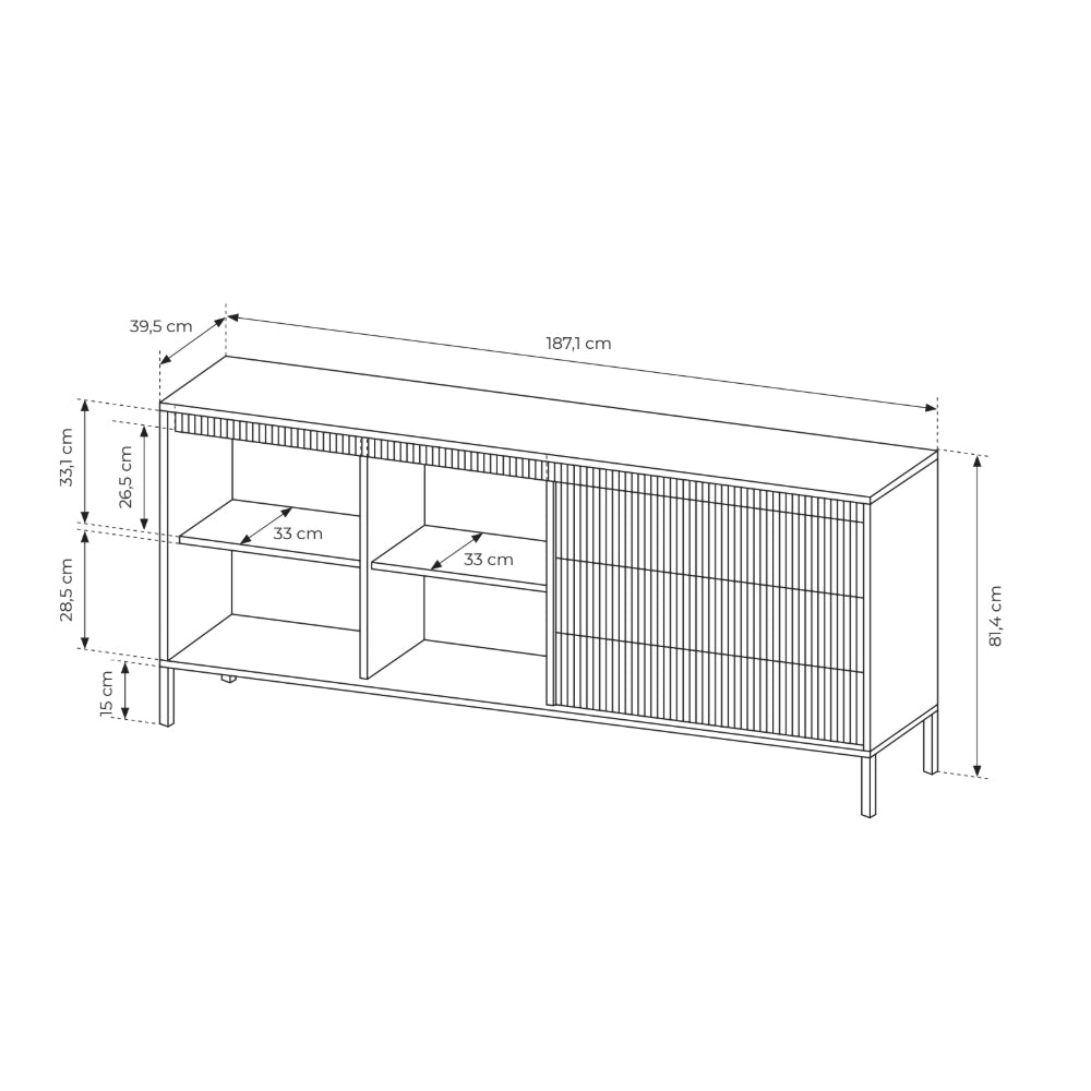 Senra Sideboard with Doors and Drawers 187x81, Japandi Style – photo 6
