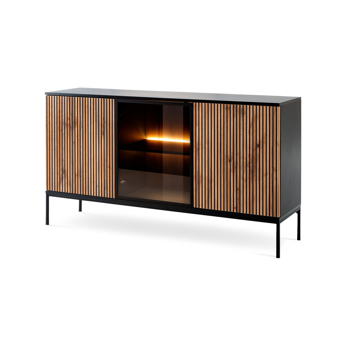 Lampy Sideboard with Doors 154x83, Loft Style – Black