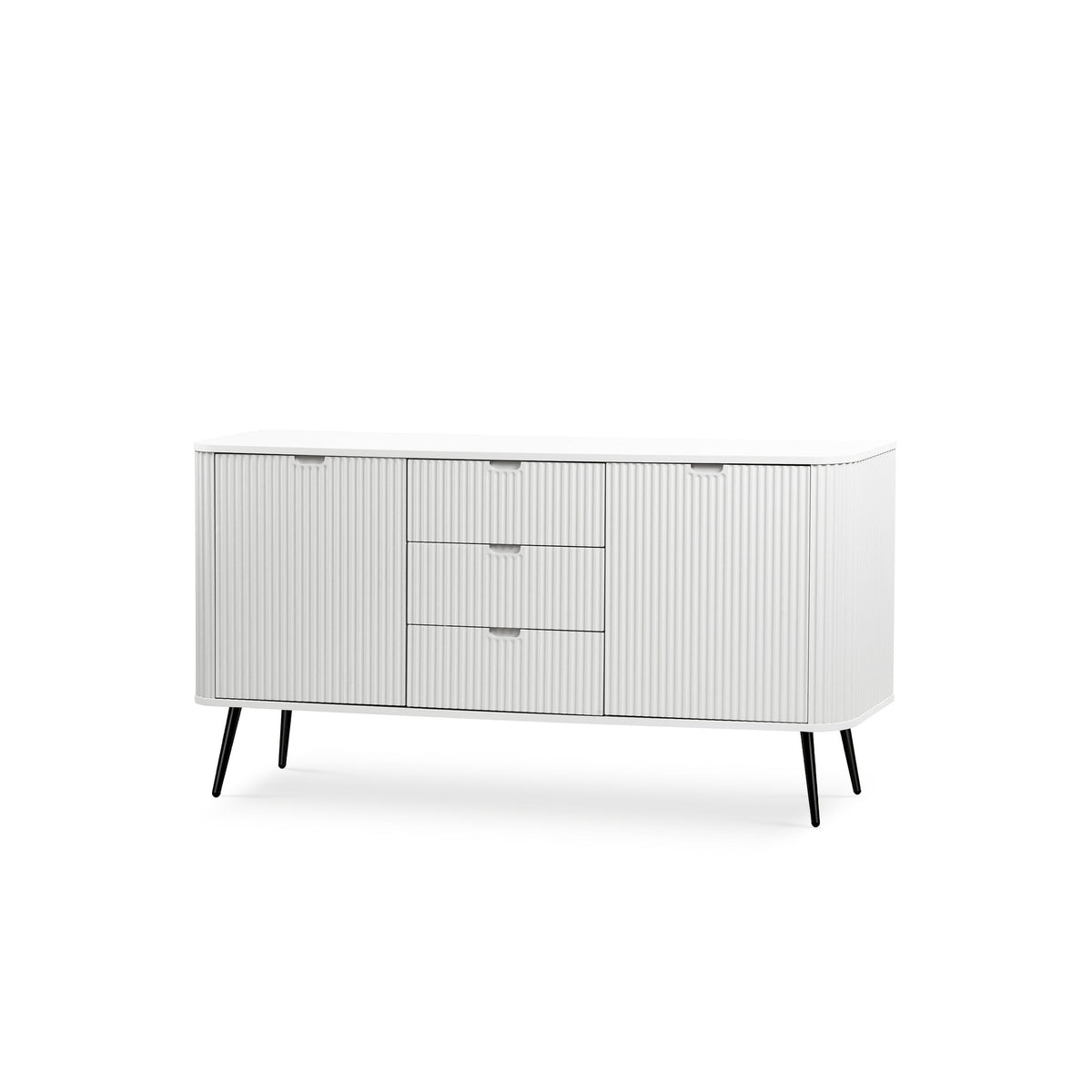 Eva Sideboard with Doors and Drawers 168x87, Modern Style – White, Black