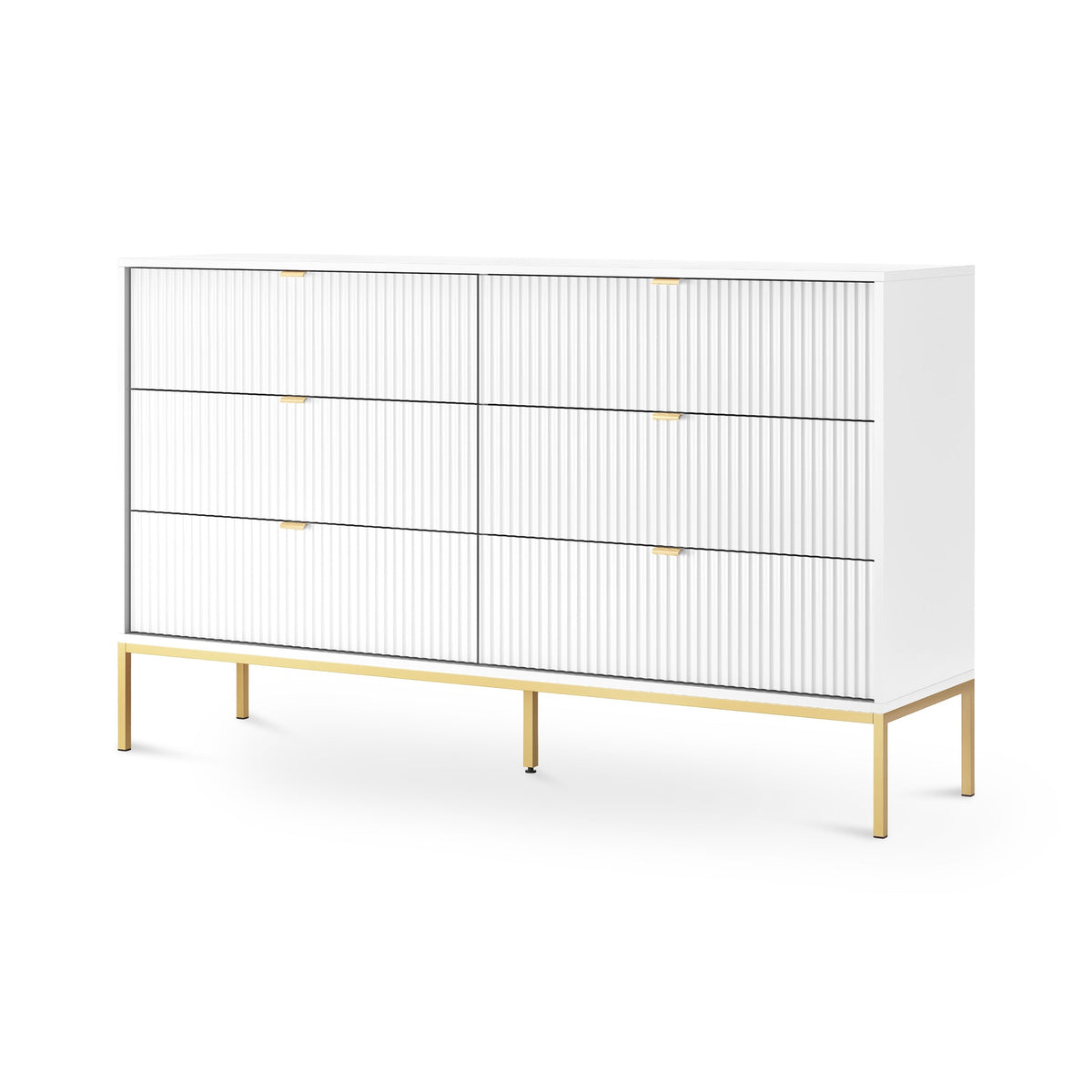Roza Chest of Drawers 154x91, Glamour Style – White, Gold