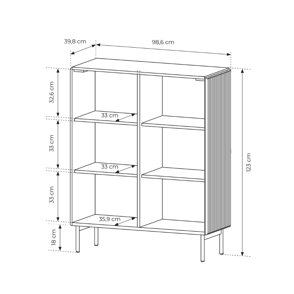 MuzZI Tall Sideboard with Doors 99x123, Modern Style – dimensions drawing