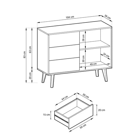 Las Sideboard with Drawers and Doors 104x83, Industrial Style – photo 6