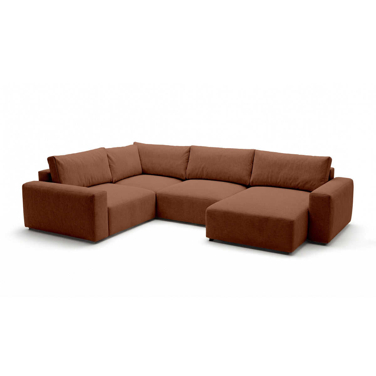 Modulaire hoekbank UL Iskeli Plus 341 cm Mat Kaneel (ARAGON 56), rechtszijdig, schuin aanzicht – grote hoekbank in Aragon-stof