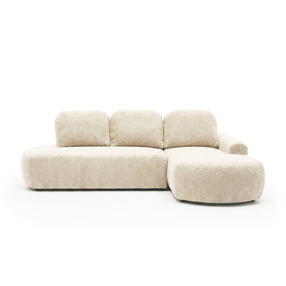 Moluni-hoekbank 263 cm Linnen (BELLINI 20), rechtszijdig – pluche hoekbank met chaise longue