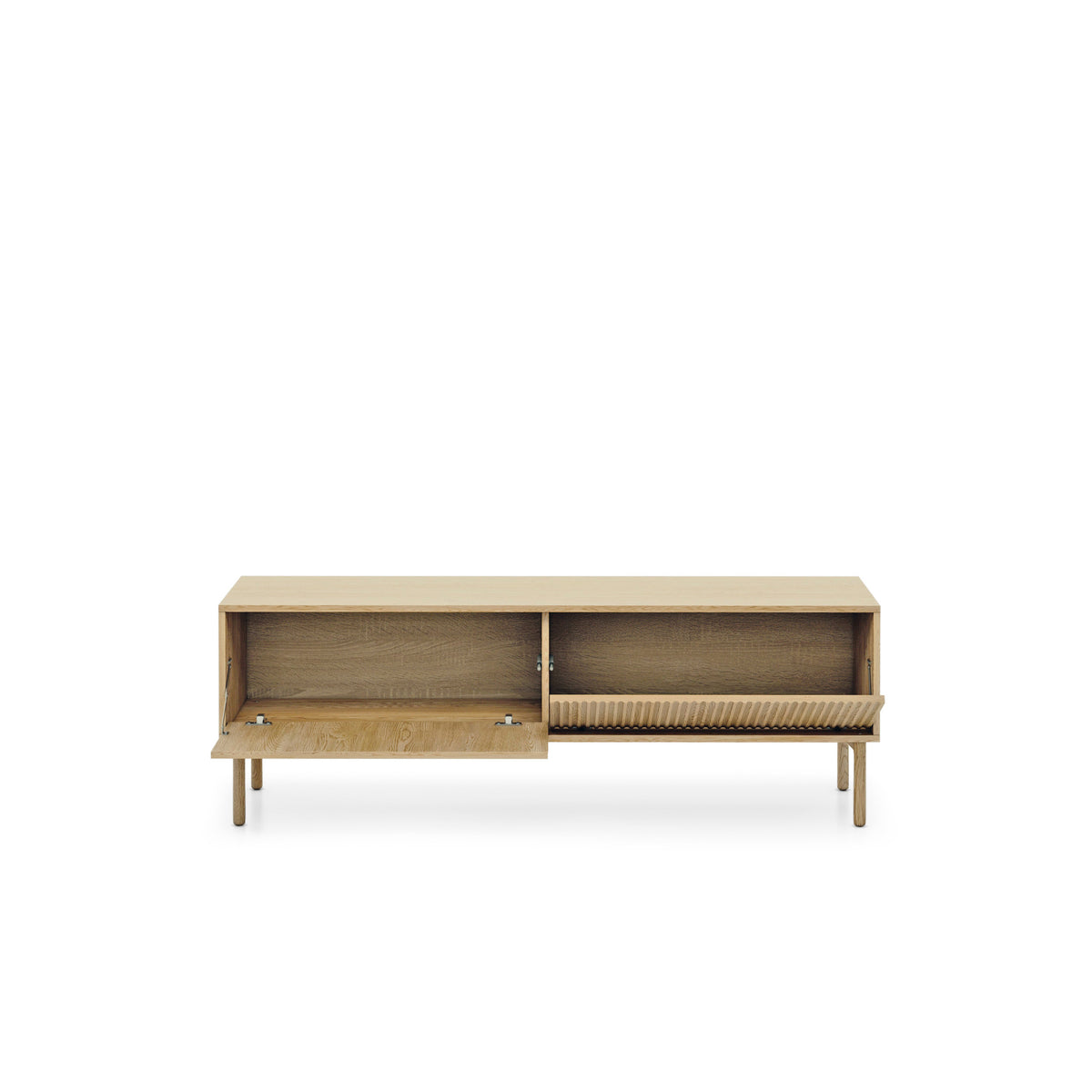 Viola TV Unit 154x52, Japandi Style – with doors open