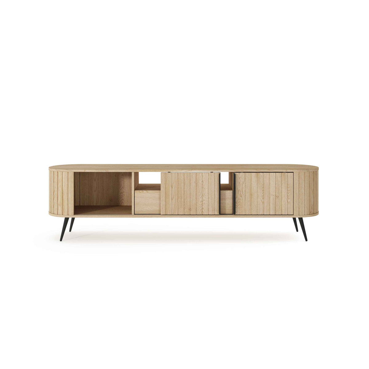 Llovia TV Unit 196x51, Modern Style – with doors open
