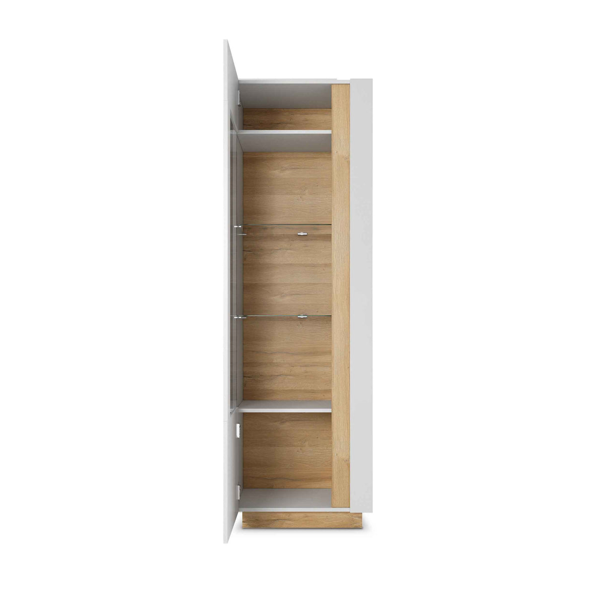 Armelia Glass Display Cabinet 60x194 cm, Modern Style – with doors open