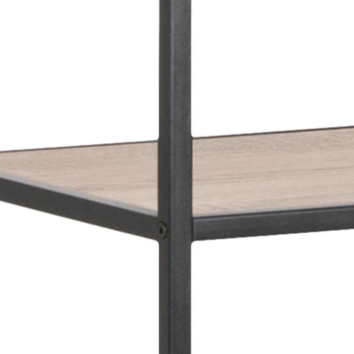 Étagère Skeleto 77 x 185, chêne Sonoma – détail d'une étagère au décor chêne, encastrée dans un cadre métallique noir