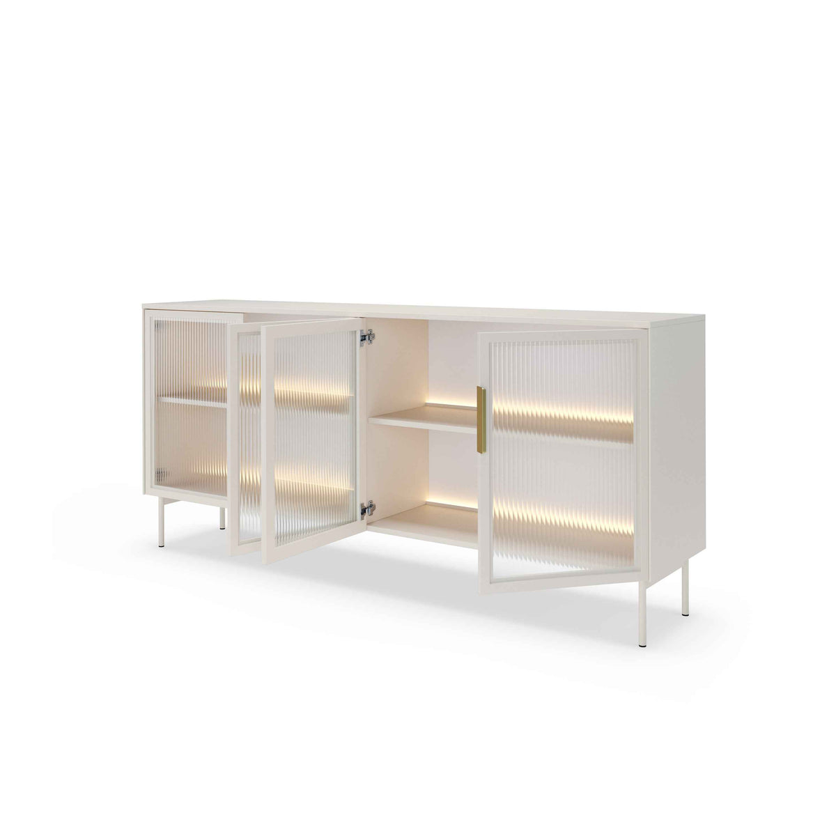 Lummer Sideboard with Doors 181x83, Elegant Style – with doors open
