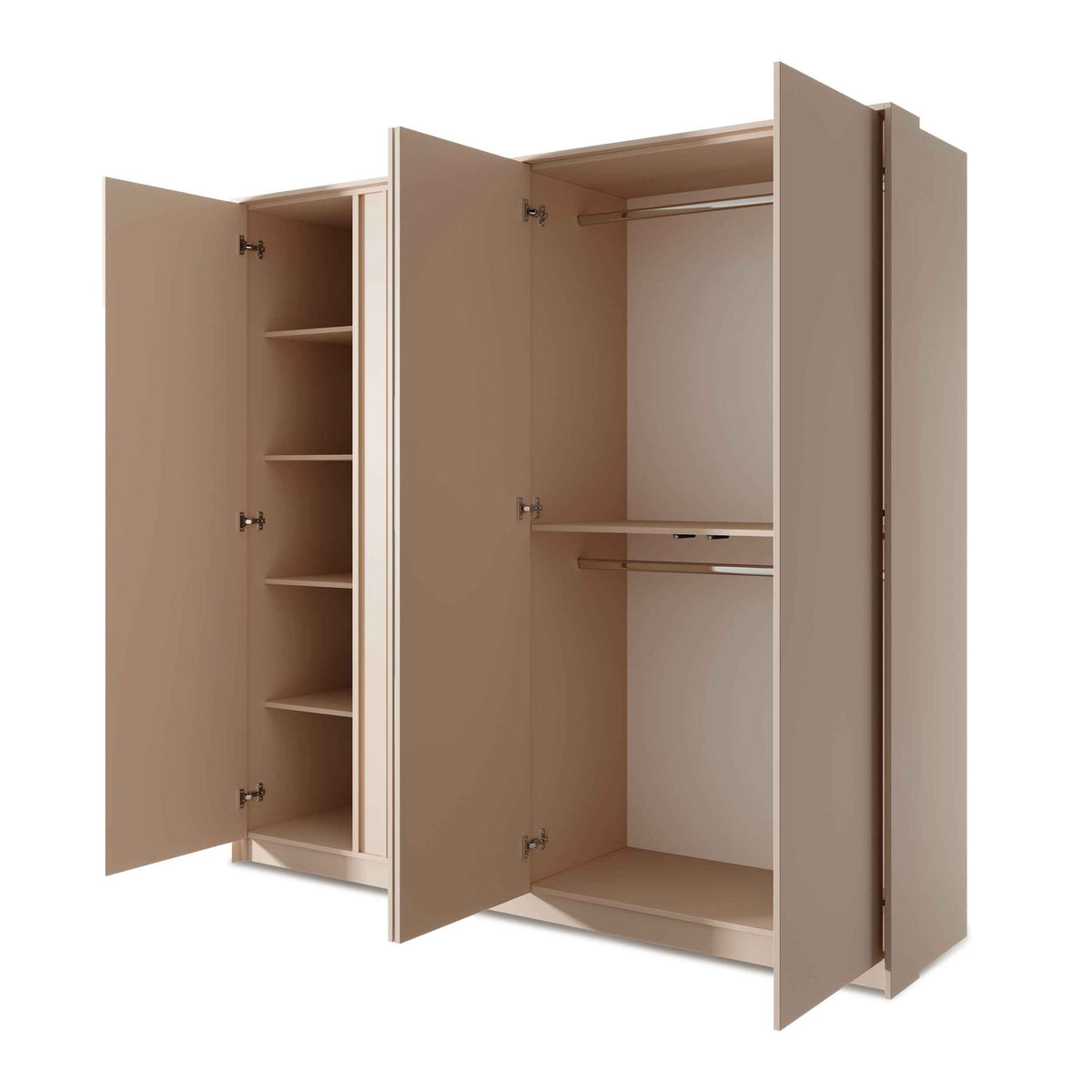 Dust 4-door Wardrobe 223x210 cm, Minimalist Style – with doors open