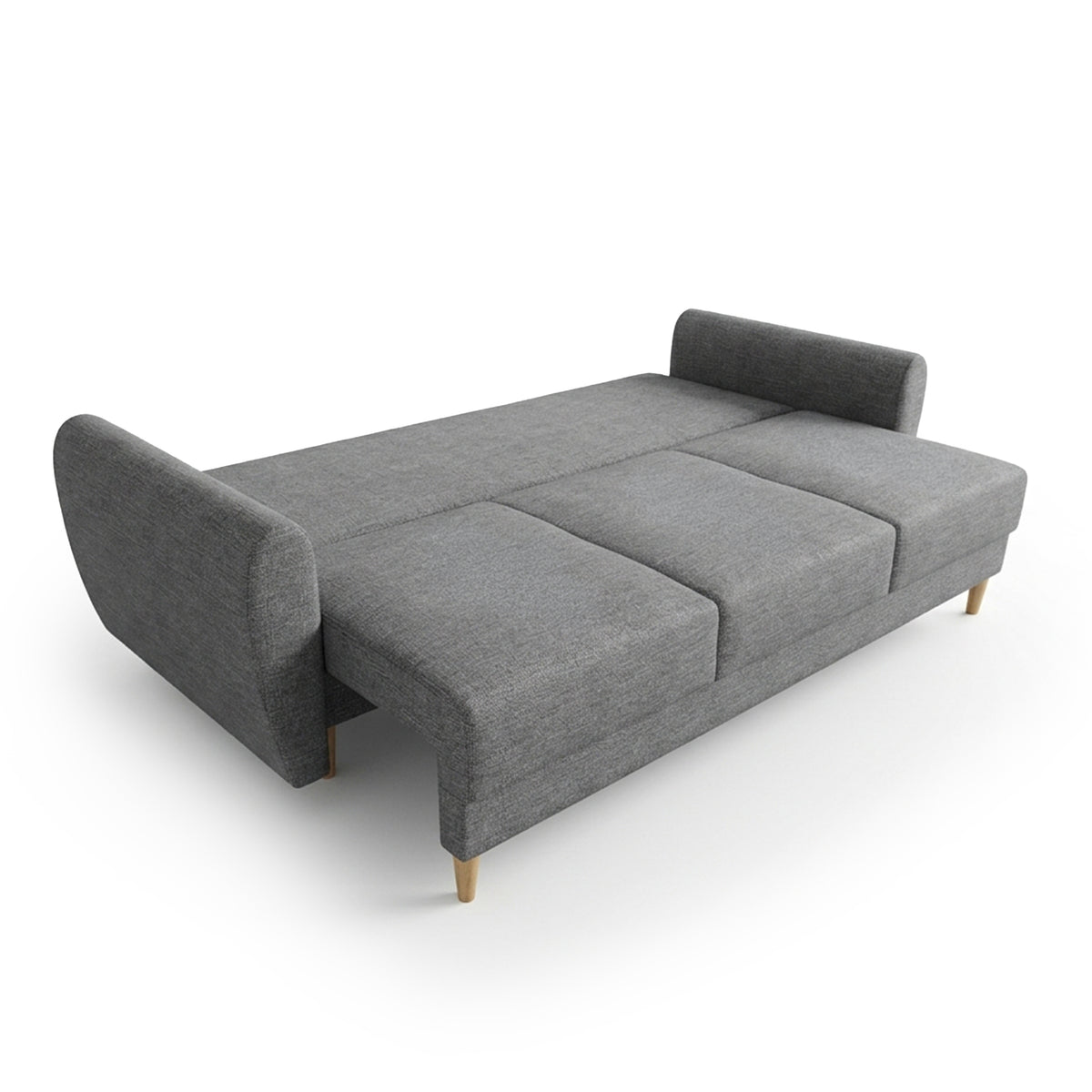 Harmi-bank 235 cm Zilveren Mist (SAWANA 05), uitgeklapt – slaapoppervlak 130 × 200 cm