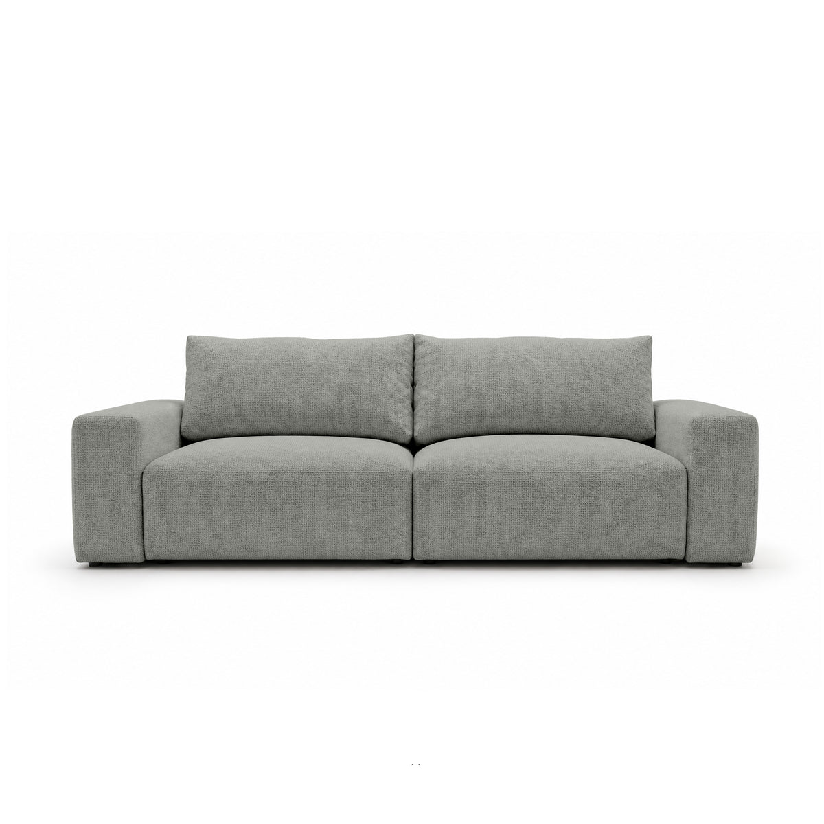 Modulaire bank Iskeli 260 cm Staalgrijs (ARAGON 83), vooraanzicht – bank met opbergruimte voor beddengoed in Aragon-stof
