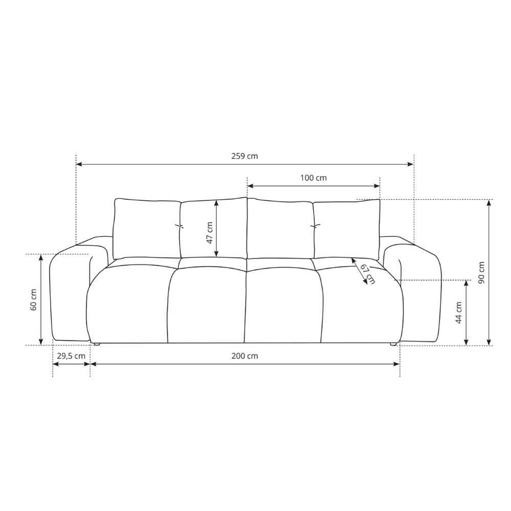 Soso 3 Seater Sofa Bed 149x200 with Storage, Modern Style – photo 10