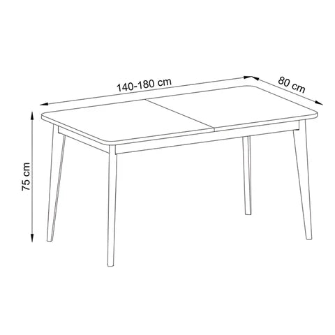 Trava Extendable Dining Table 140–180x76 cm, Scandinavian Style – photo 4