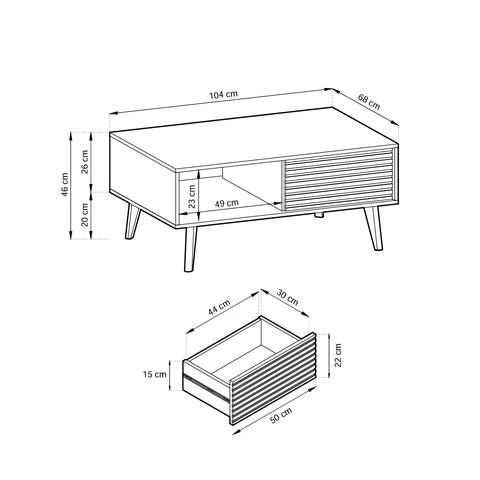 Las Coffee Table 104x48 cm with Drawer, Loft Style – photo 6