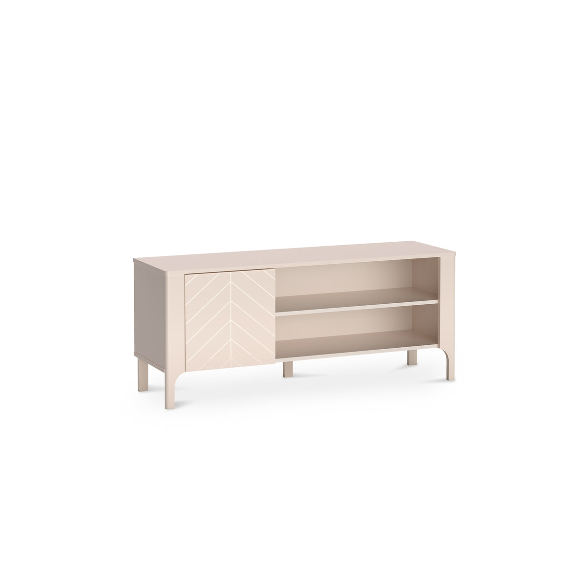 Meuble TV EKLIPSO 135x57 avec étagère ouverte au style moderne, coloris cachemire - photo principale | Pillovely