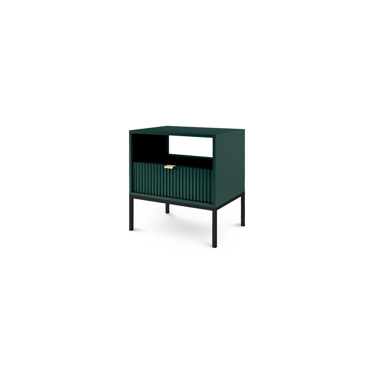 Roza Bedside Table with Drawer 54x56 cm, Glamour Style – Labrador Green, Black