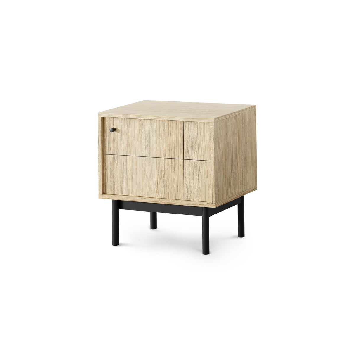 Sabi Bedside Table with Cabinet 54x57 cm, Japandi Style – Linea Oak