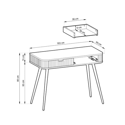 Eva Dressing Table with 2 Drawers 103x80 cm, Modern Style – photo 5