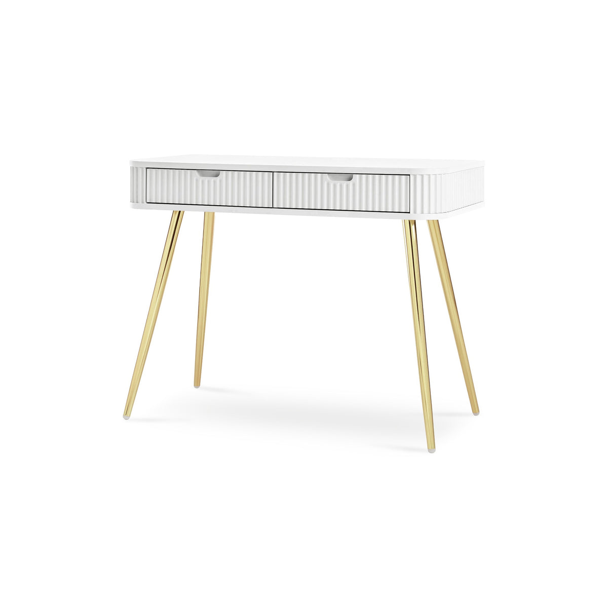 Eva Dressing Table with 2 Drawers 103x80 cm, Modern Style – White, Golden